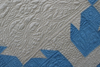 Blue and white detail on quilt