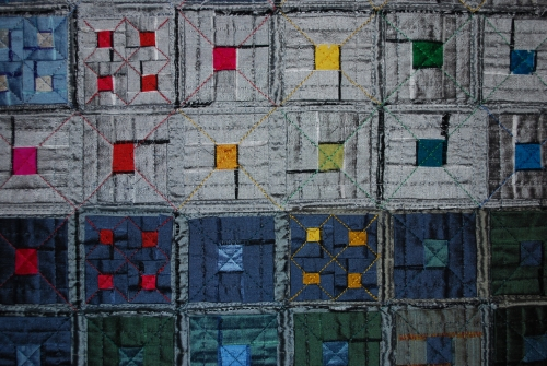 light and dark blocks with coloured centres