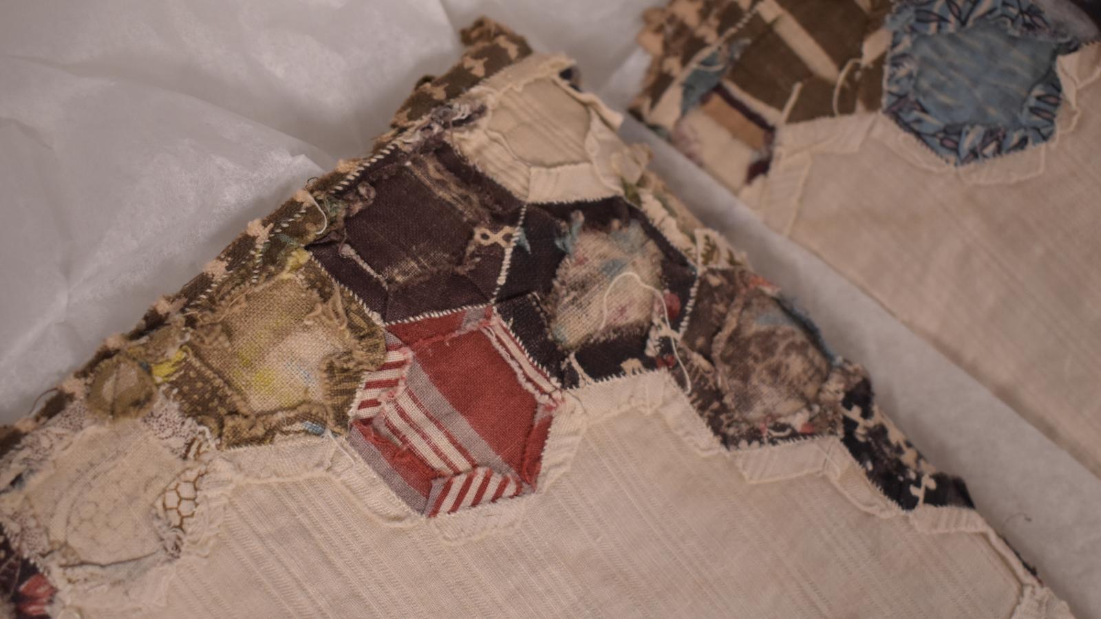 Section of hexagons inserted into cream background