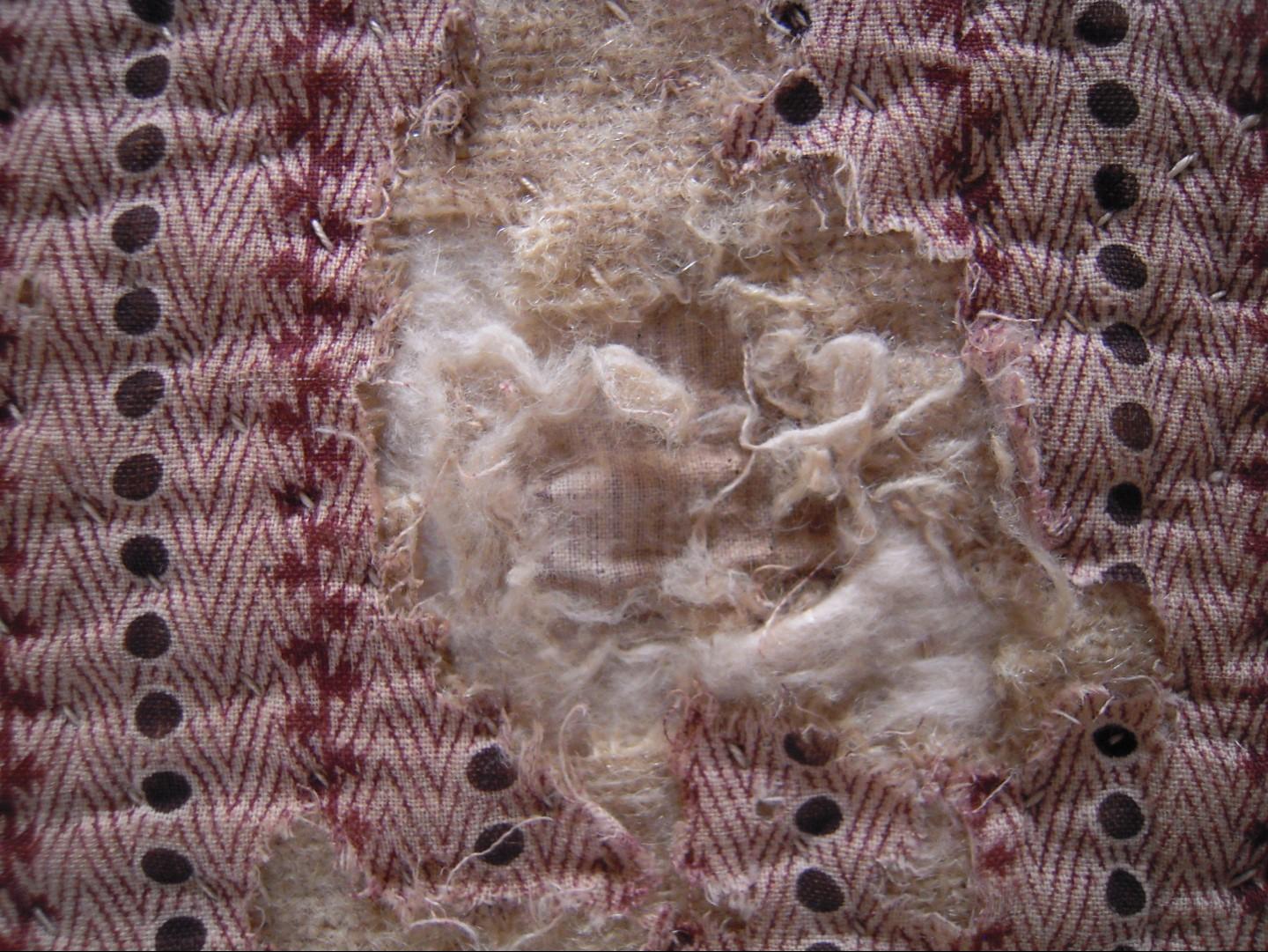 Quilt detail showing wadding