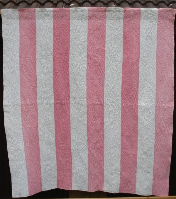 Pink and White strippy quilt