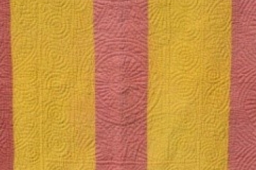 Yellow and Pink strippy quilt detail