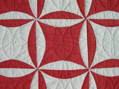 Red and white quilt detail