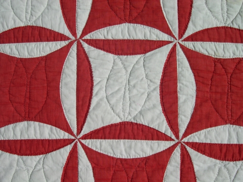Red and white quilt detail