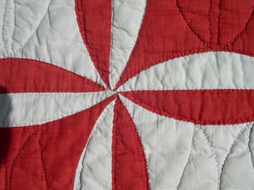 red and White quilt detail