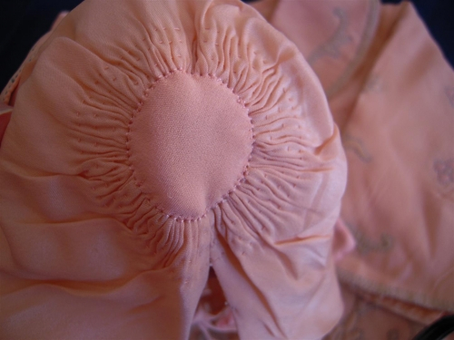 pink bonnet gathered crown