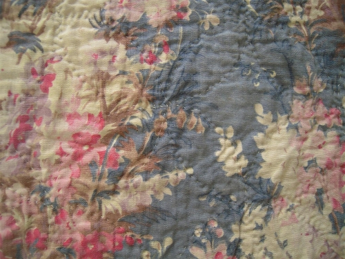 Pink and cream flowers on blue