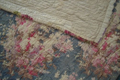 Cream quilt corner folded over blue