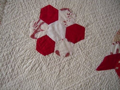 Red and white hexagon ring patch