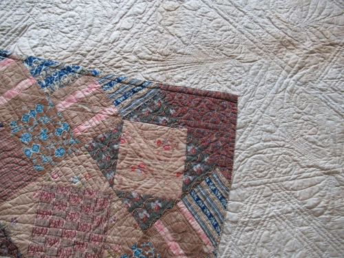 Patchwork corner turned onto white reverse