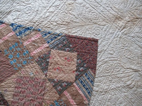 Patchwork corner turned onto white reverse