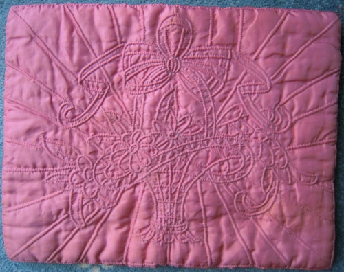 Pink quilted case front