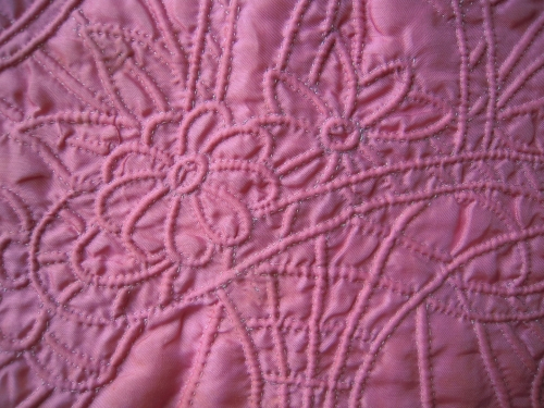 Pink case quilting detail
