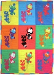 Quilt made of multi-coloured rectangles