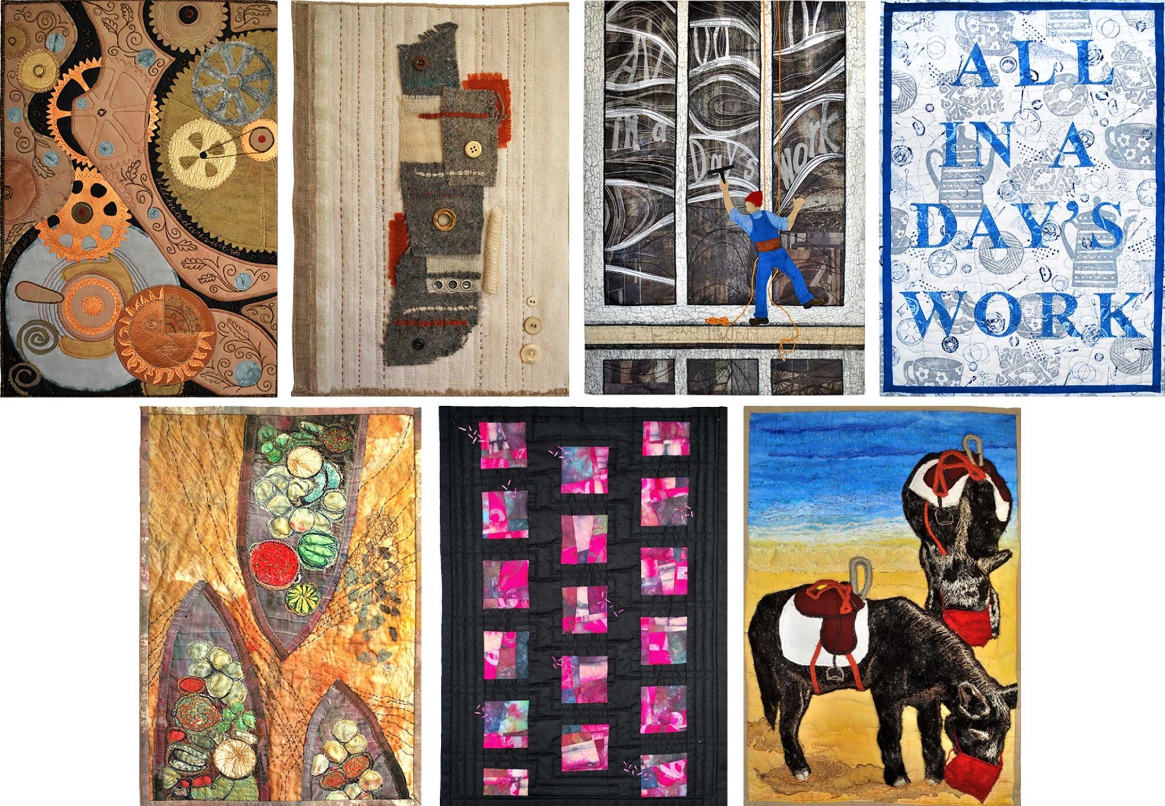 A selection of 7 quilts from the 'All in a Day's Work' collection