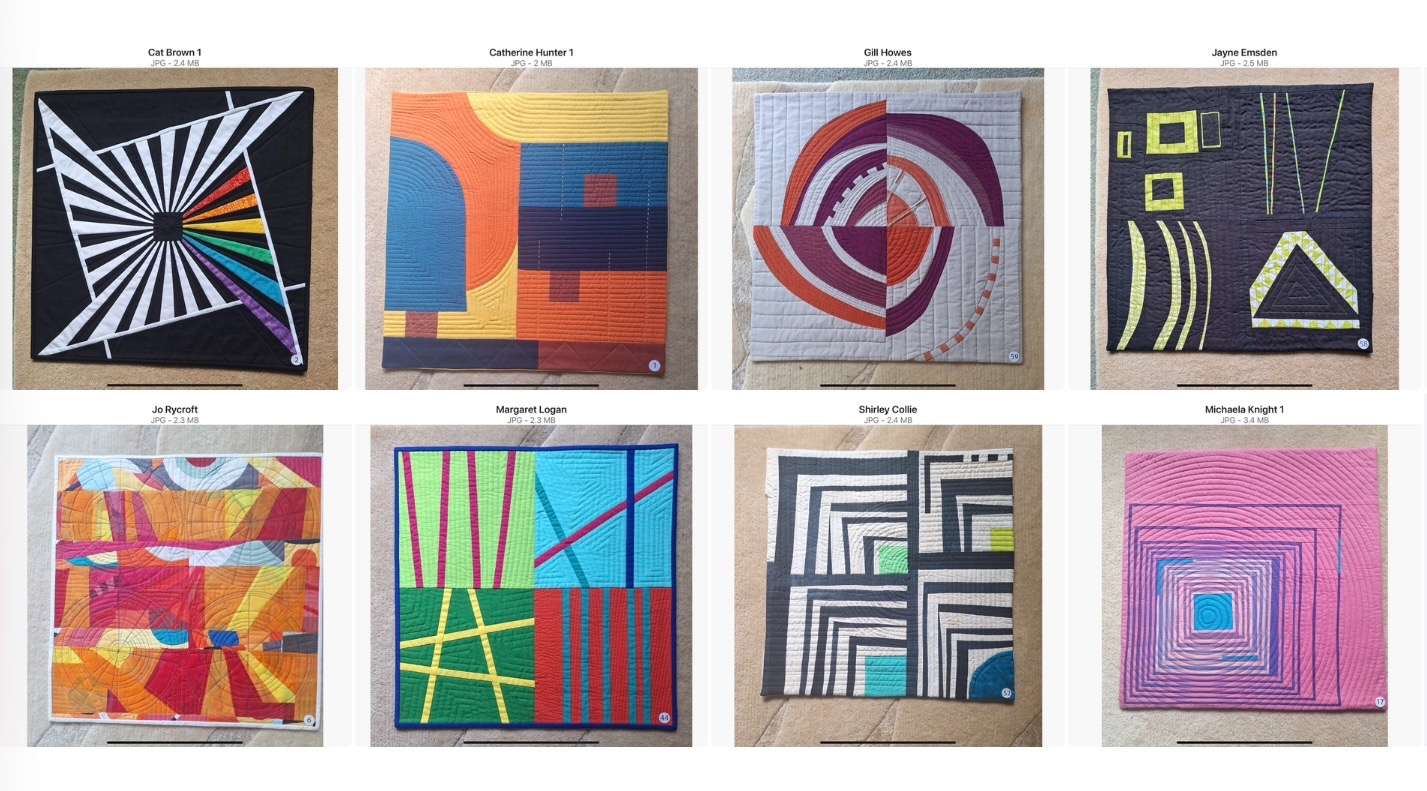 Quilts from the 2025 Quarters challenge that represent elements of modern quilting 