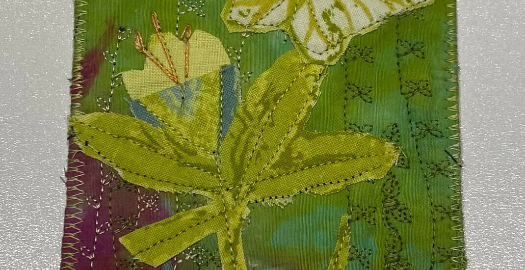 Spring postcard created by Norah Stocker as part of the Spring Postcard Swap 2025