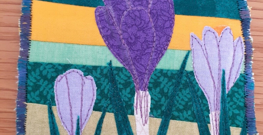 Spring postcard created by Jane Sheldon as part of the Spring Postcard Swap 2025