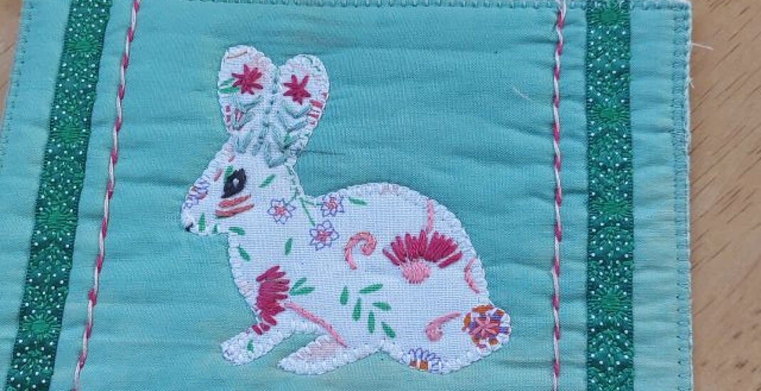 Spring postcard created by Margaret as part of the Spring Postcard Swap 2025