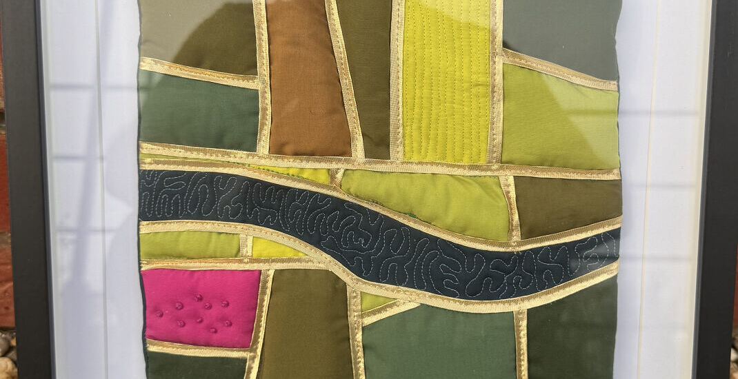 Take a line for a walk mini quilt by Charlie Morton.