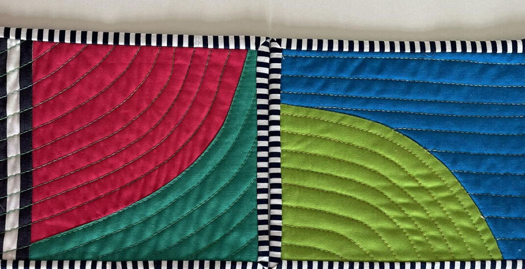 Take a line for a walk mini quilt by Alison Mayall.