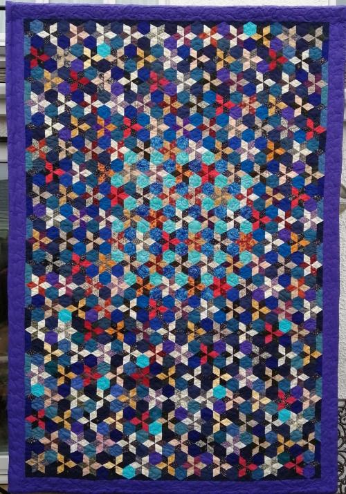 Bye Bye Blues 2020 scrap quilt by DeAnne Hartwell-Jones